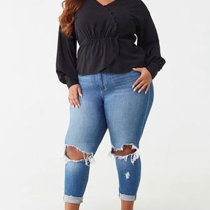 Plus Size button loop top